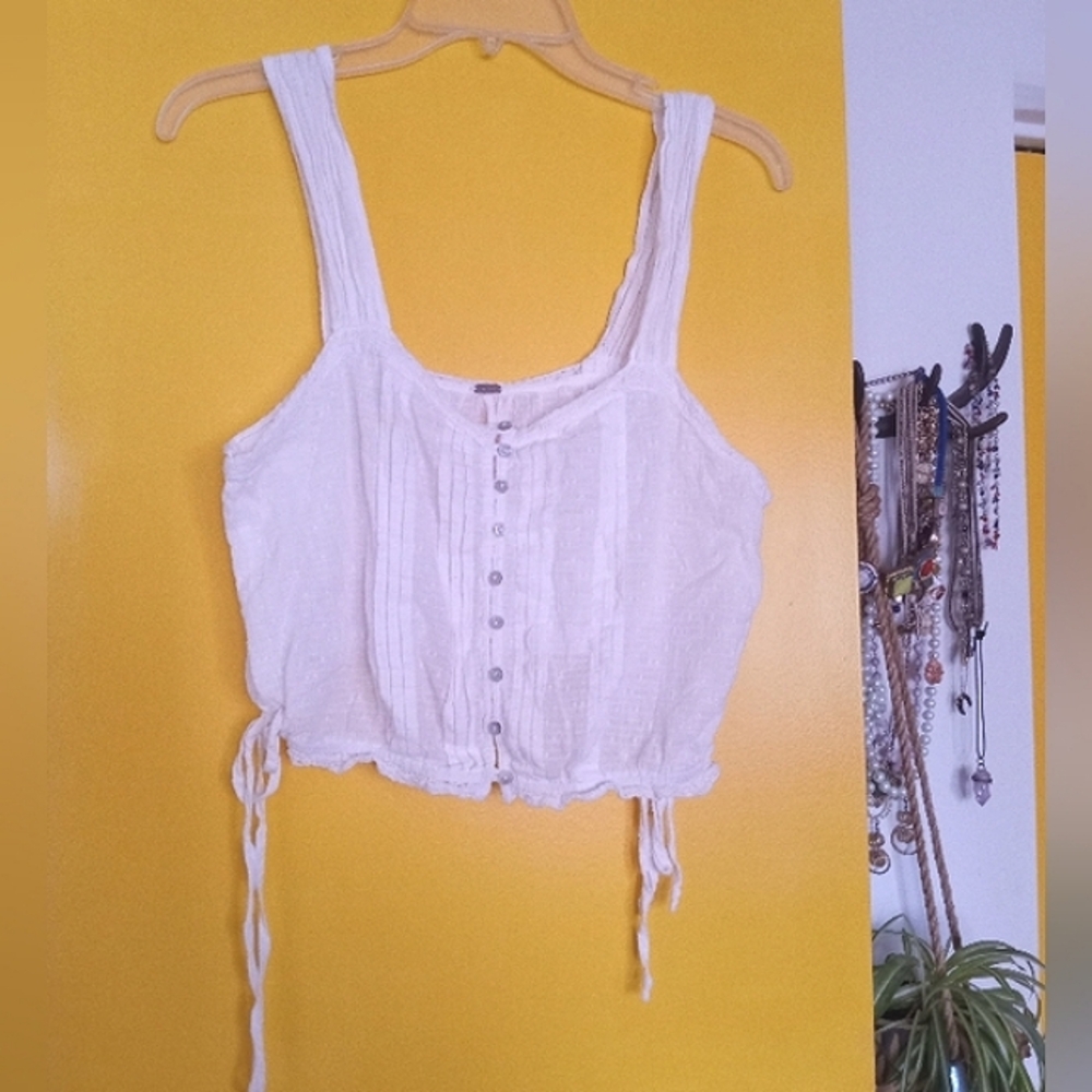 Free People White Milkmaid Blouson Top